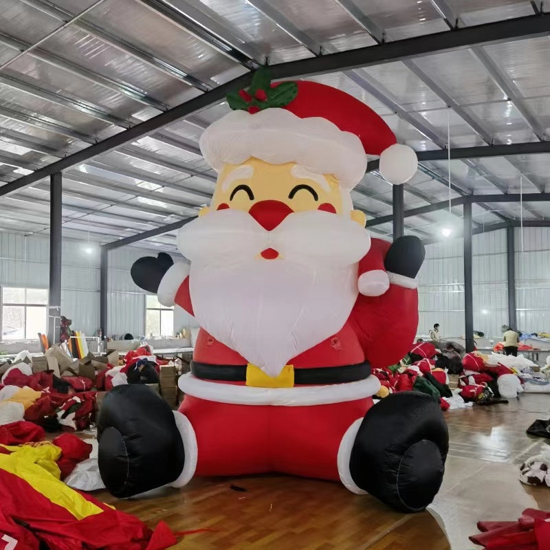Adorno Inflable de Navidad de Papá Noel Sentado y Bonito