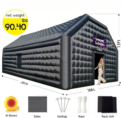 Carpa de fiesta inflable de discoteca 30x20x13 pies Cubo Gazebo Casa de eventos