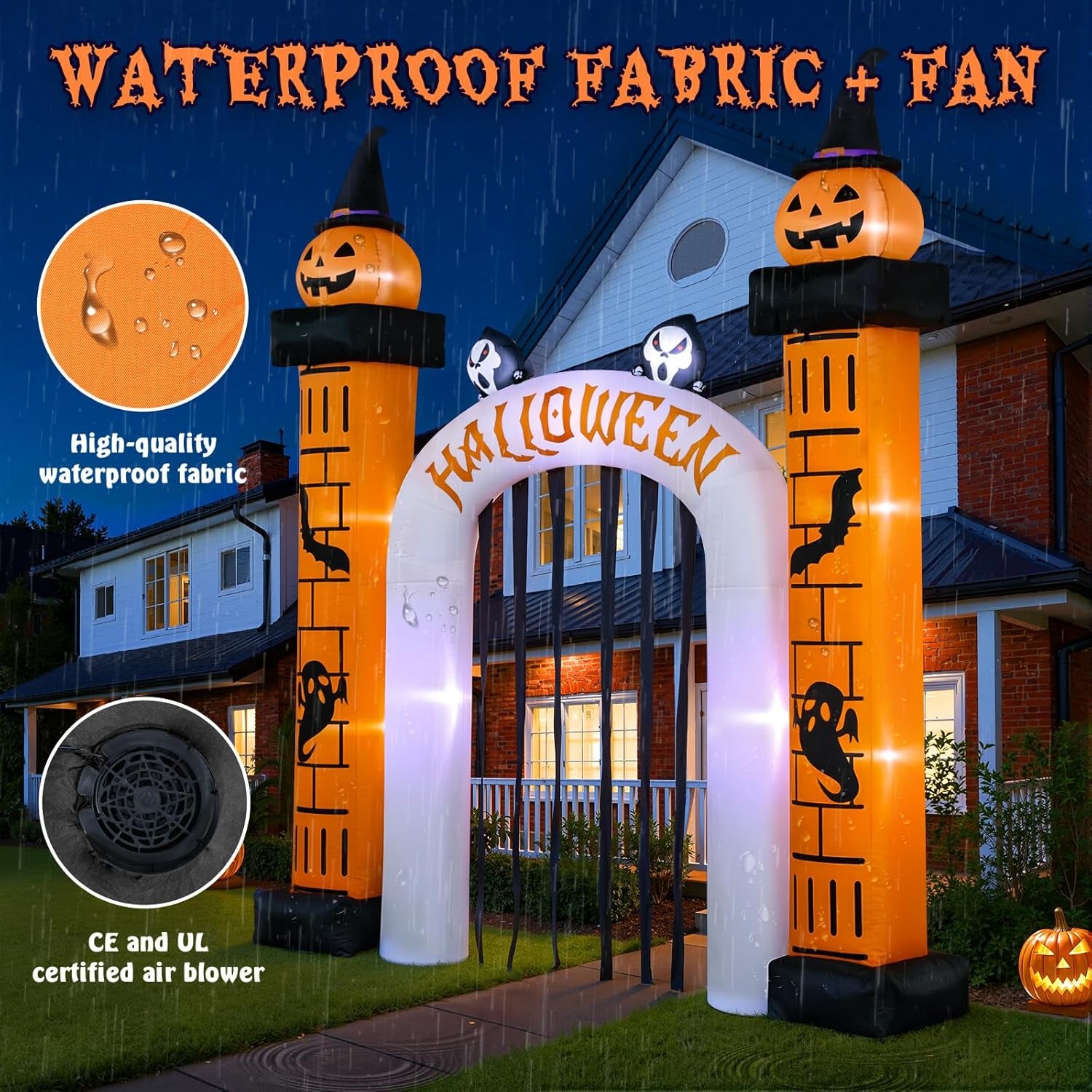 11 FT(H) x 10 FT(L) Giant Halloween Inflatables Archway, Halloween Inflatable, Blow Up Outdoor Decorations, Inflatable Pumpkin Arch for Lawn Garden Yard Holiday Party Decorations