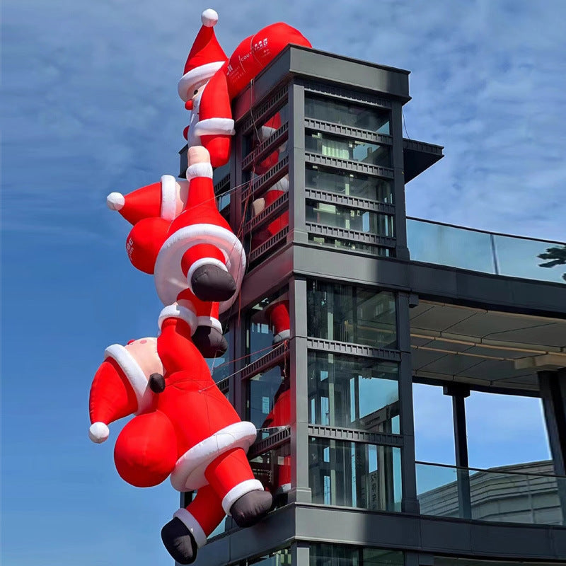 Divertido Inflable de Tres Santas para Decoración Navideña de Escalada