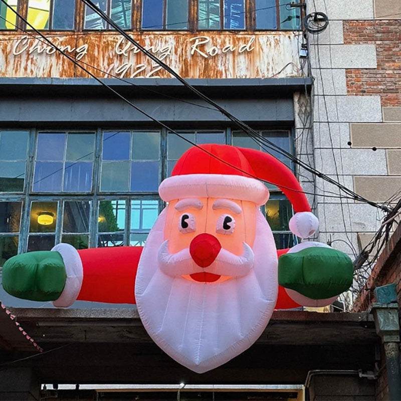 Divertido Santa volador inflable de Navidad para decoración exterior