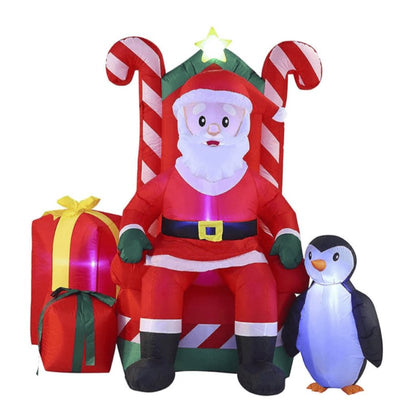 Père Noël gonflable et fauteuil (2,1 m)