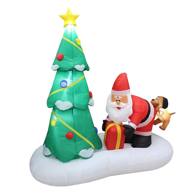 Père Noël et chiot gonflables (1,95 m)