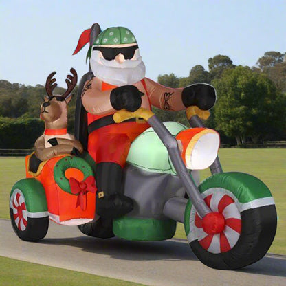 Santa inflable y triciclo con renos (1.8m)