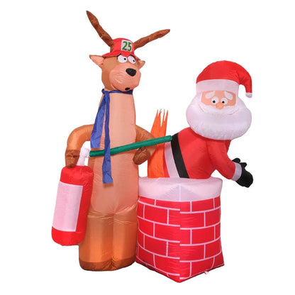 Aufblasbarer Weihnachtsmann steckt im Schornstein fest (2,1 m)