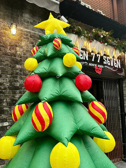 Bola de Navidad Roja Dorada Estrella Verde Inflable de Árbol de Navidad