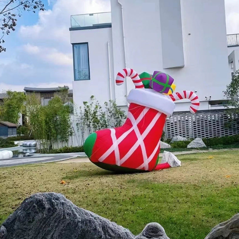 Calcetines de rayas rojas Regalo de caramelos Navidad Inflables