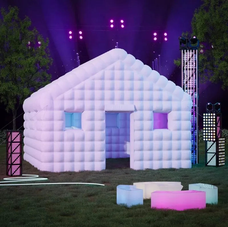 Carpa Inflable Blanca de 16x20x12 pies para Fiesta Disco al Aire Libre