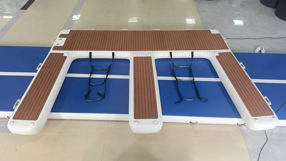 Plataforma de muelle doble inflable antideslizante con superficie de espuma EVA para moto de agua