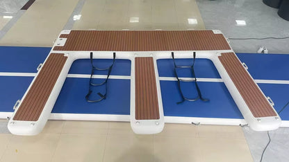 Plataforma de muelle doble inflable antideslizante con superficie de espuma EVA para moto de agua