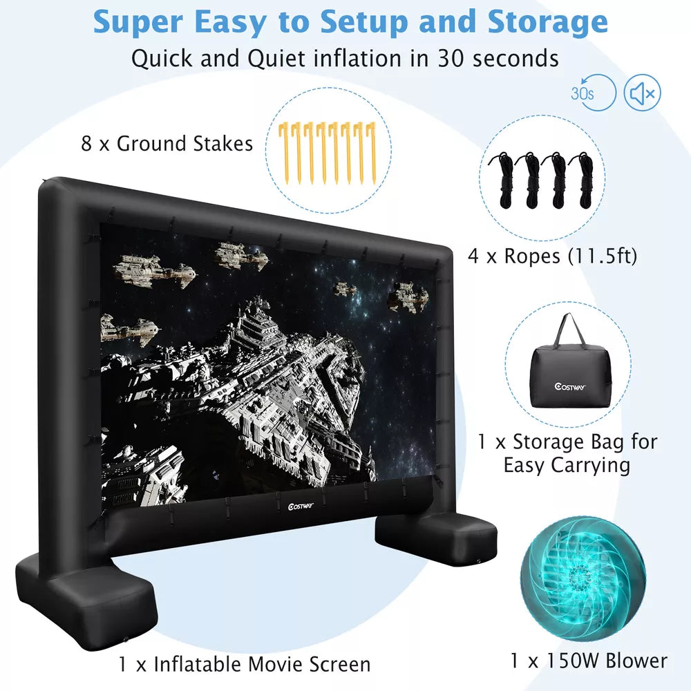 Pantalla de cine inflable de 16 pies para exteriores 1080P FHD