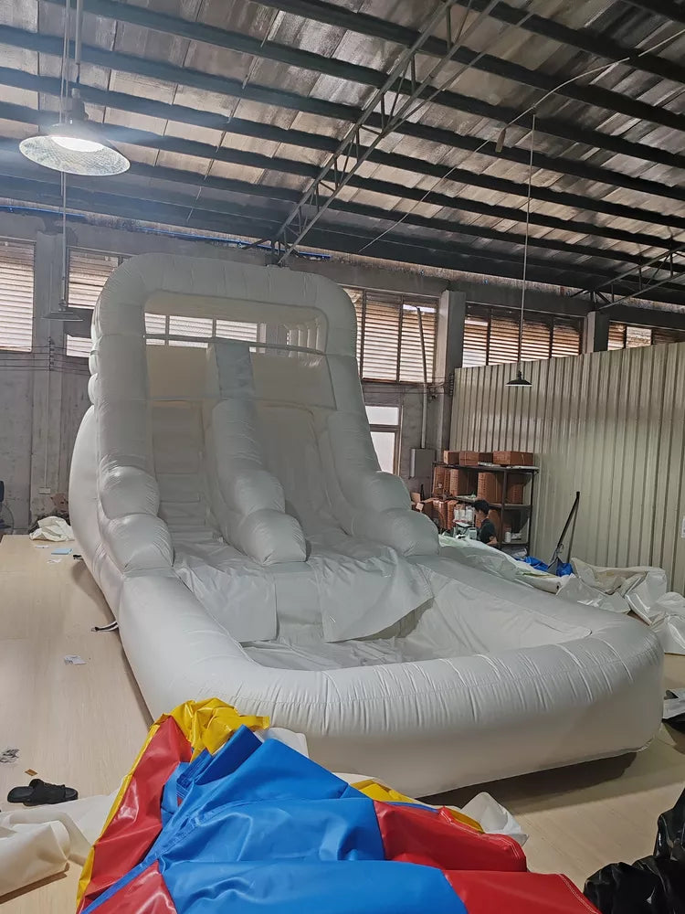 Tobogán inflable y piscina de chapoteo blanca de grado comercial de 20x10 pies para el verano