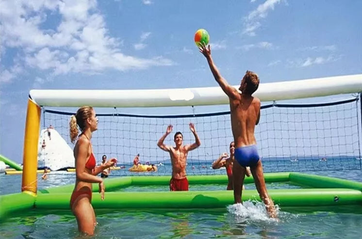 Cancha de voleibol inflable de 33x13 pies con red para deportes acuáticos