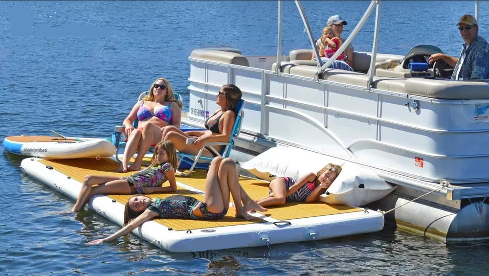 Dock flotante inflable de 15′ con bomba y escalera blanda
