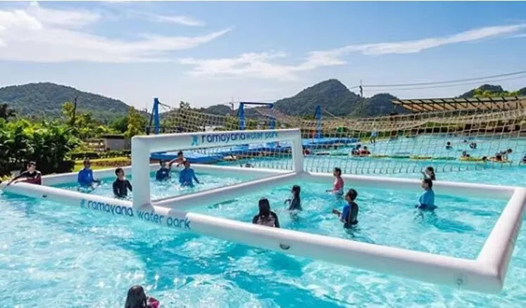 Cancha de voleibol inflable de 33x13 pies con red para deportes acuáticos