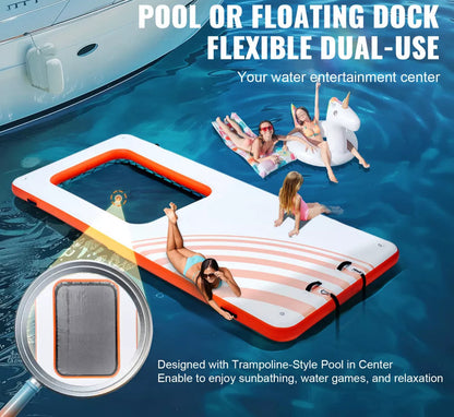 15 x 6,5 Fuß aufblasbares Schwimmdock mit 4 x 6 Fuß Mesh-Pool