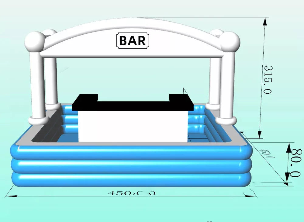 Bar de piscine gonflable portable de 15 x 15 pieds