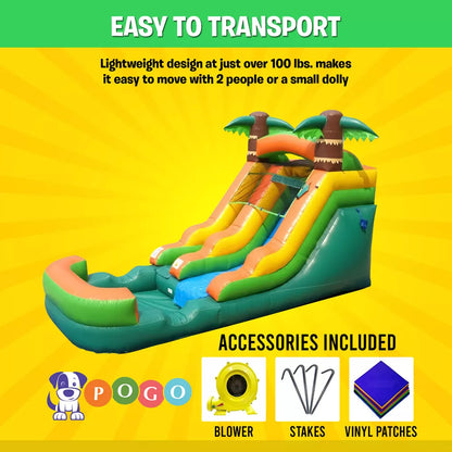 Tobogán de Agua Inflable Tropical de 12 Pies con Soplador