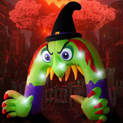 Halloween Inflatable Witch Archway with LED Lights