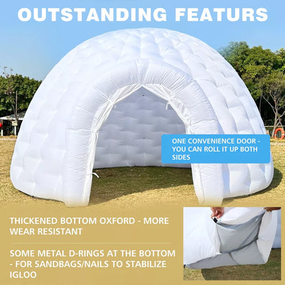 Tente dôme igloo gonflable avec éclairage LED pour événements