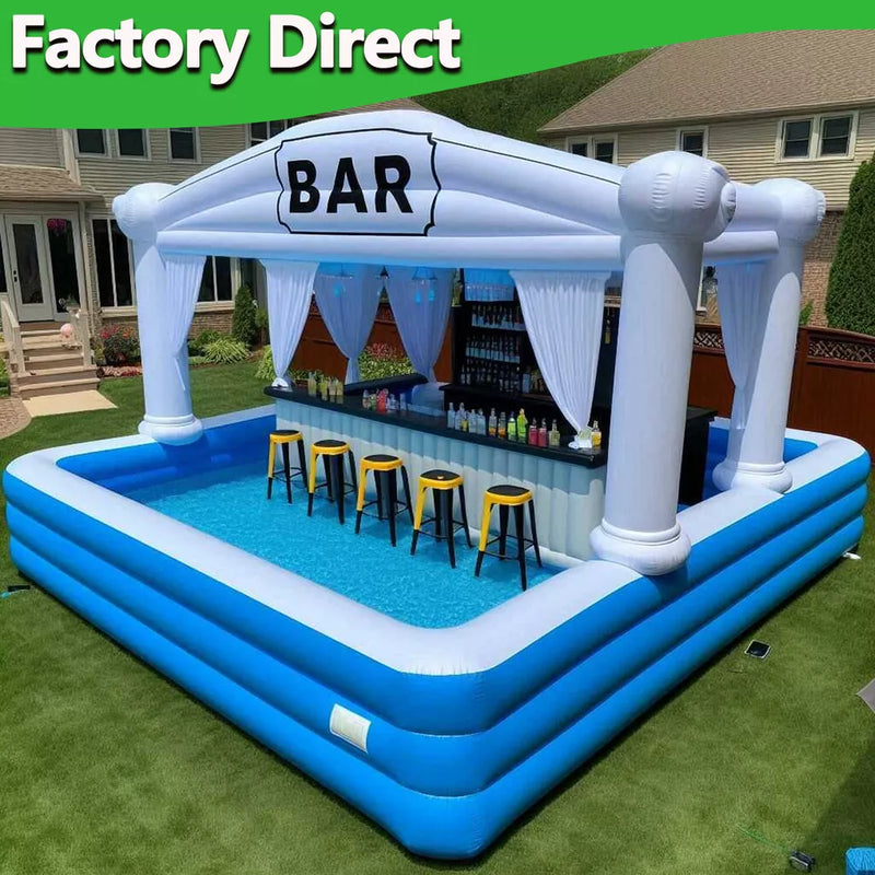 Bar de piscine gonflable portable de 15 x 15 pieds