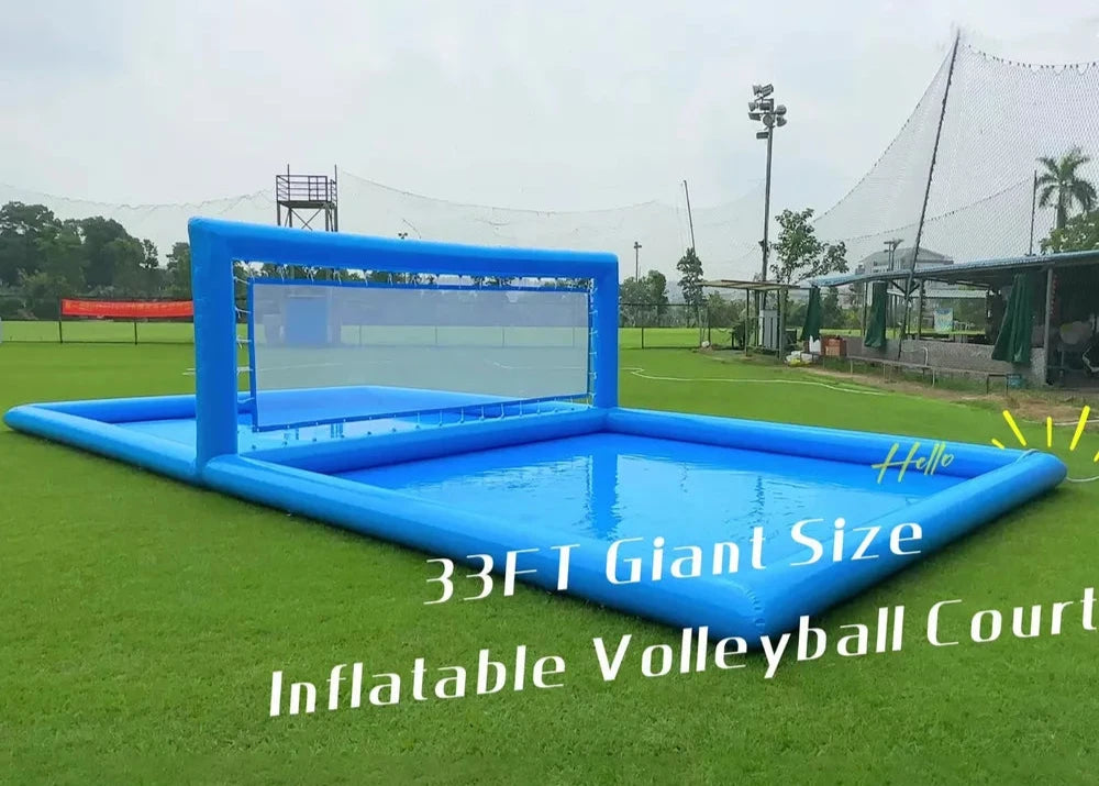 Cancha de voleibol inflable de 33 pies para juegos acuáticos al aire libre