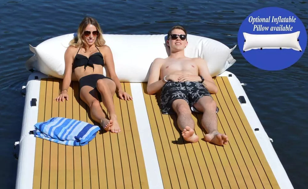 Dock flotante inflable de 15′ con bomba y escalera blanda