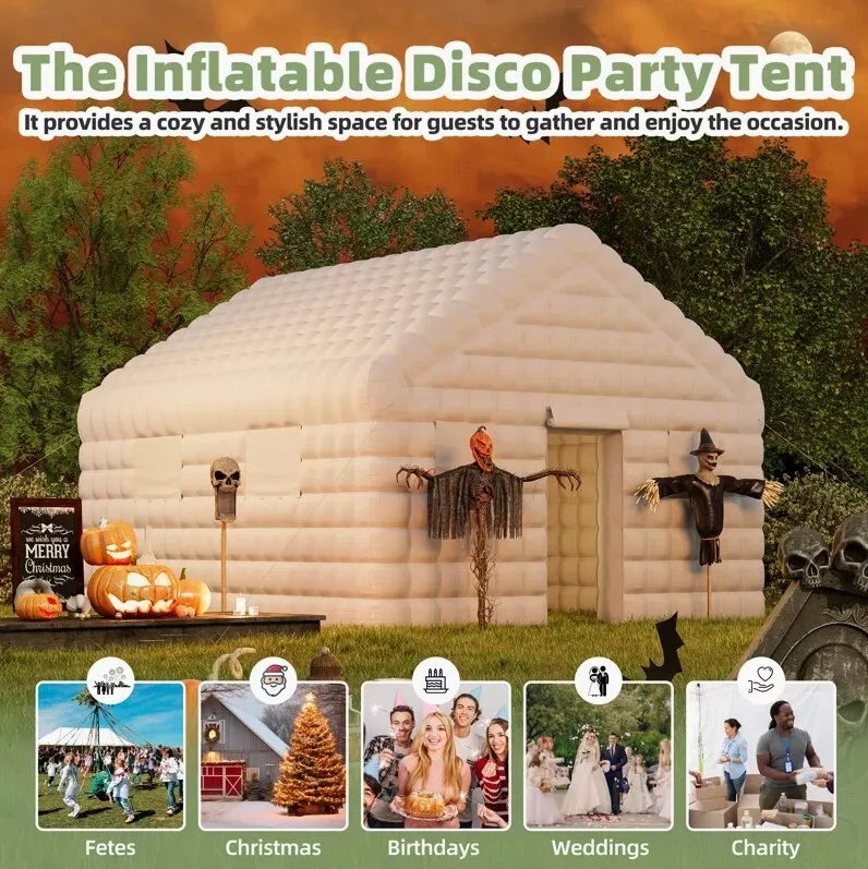 Carpa Inflable Blanca de 16x20x12 pies para Fiesta Disco al Aire Libre
