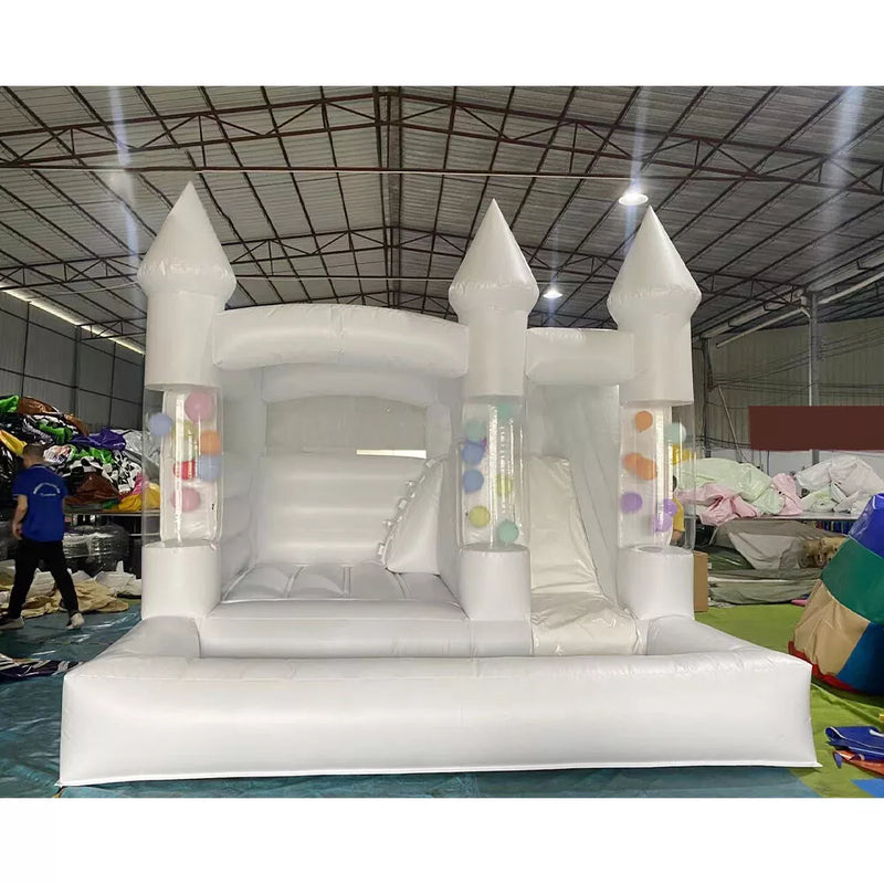 Castillo Inflable de Globo Blanco de 15FT para Bodas, Cumpleaños y Eventos