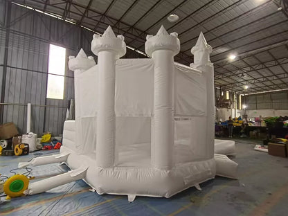 Castillo Inflable Blanco de 20FT con Resbaladilla y Piscina de Pelotas para Fiestas y Eventos