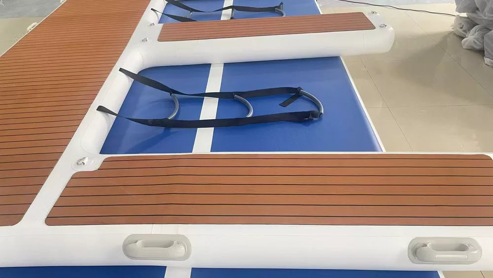 Plataforma de muelle doble inflable antideslizante con superficie de espuma EVA para moto de agua