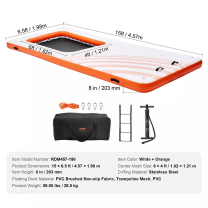 15 x 6,5 Fuß aufblasbares Schwimmdock mit 4 x 6 Fuß Mesh-Pool