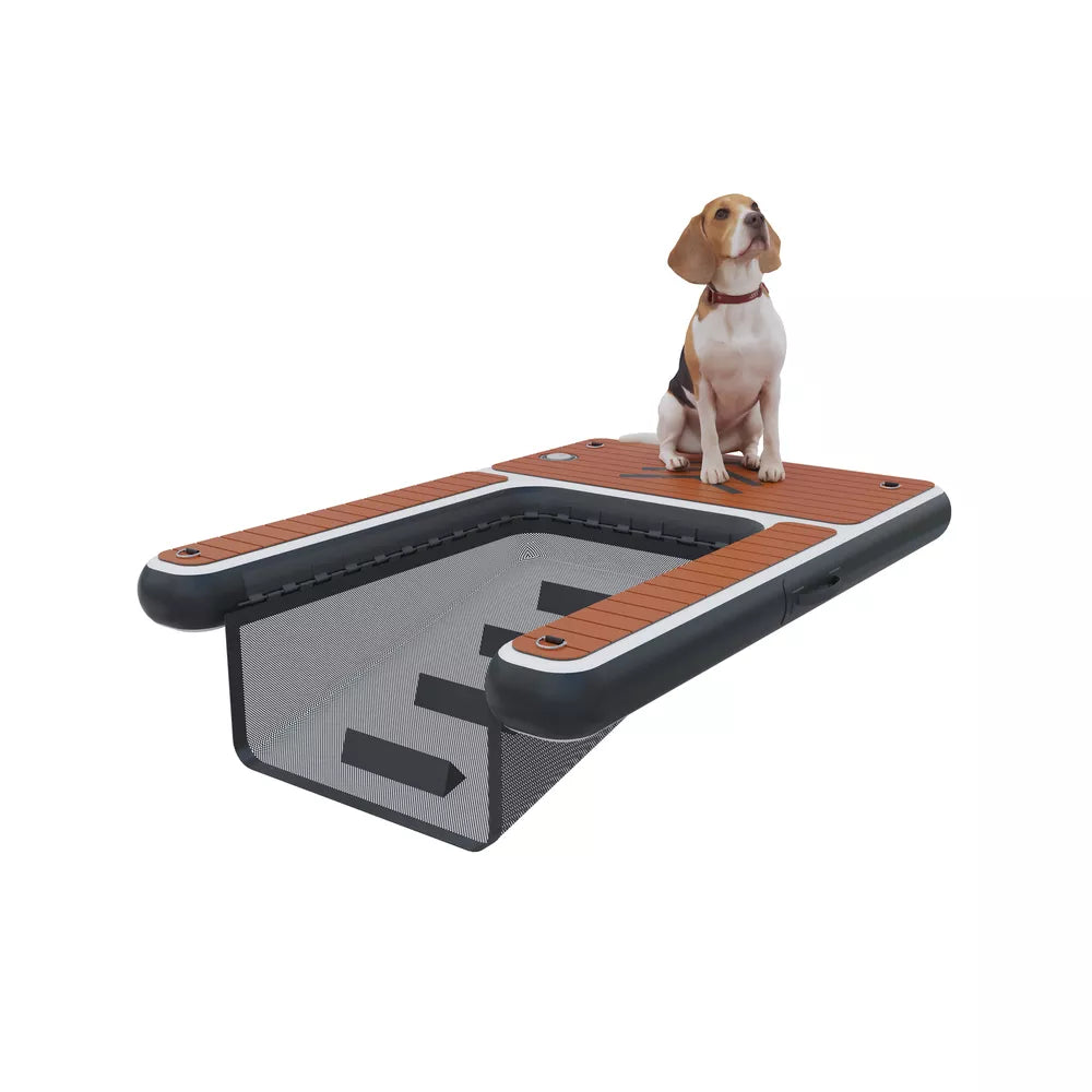 Plataforma de muelle con rampa inflable para perros con espuma EVA antideslizante