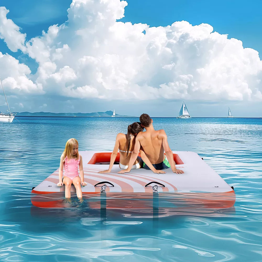 15 x 6,5 Fuß aufblasbares Schwimmdock mit 4 x 6 Fuß Mesh-Pool