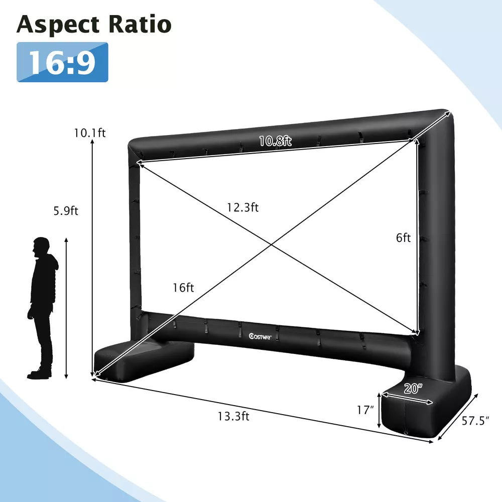 Pantalla de cine inflable de 16 pies para exteriores 1080P FHD