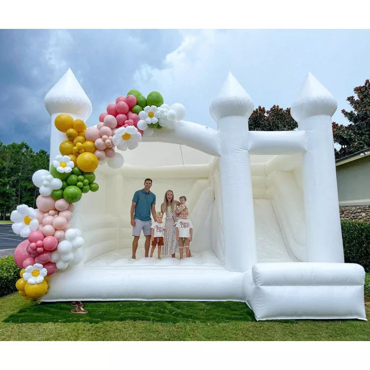 Casa de rebote inflable comercial blanca de 15x15 pies para fiestas y eventos
