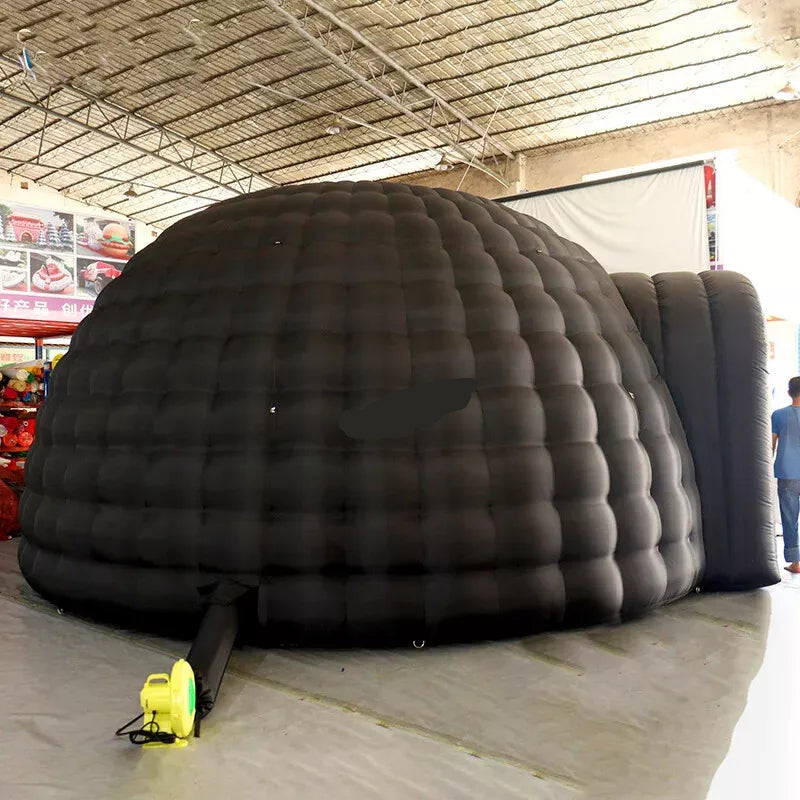 Tienda de Domo Inflable para Eventos – Igloo Negro con Soplador de Aire