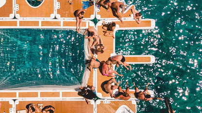 Plataforma de muelle doble inflable antideslizante con superficie de espuma EVA para moto de agua