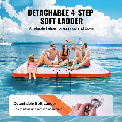 Plataforma flotante inflable de 10x10 pies con escalera