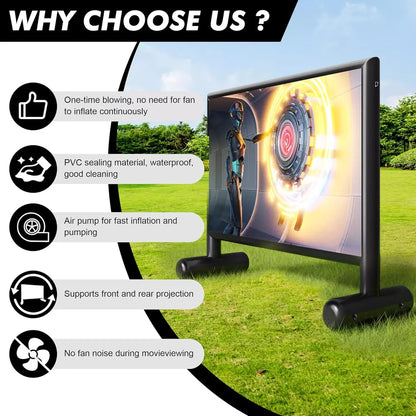 Pantalla de proyector inflable de 16 pies, diseño hermético para exteriores