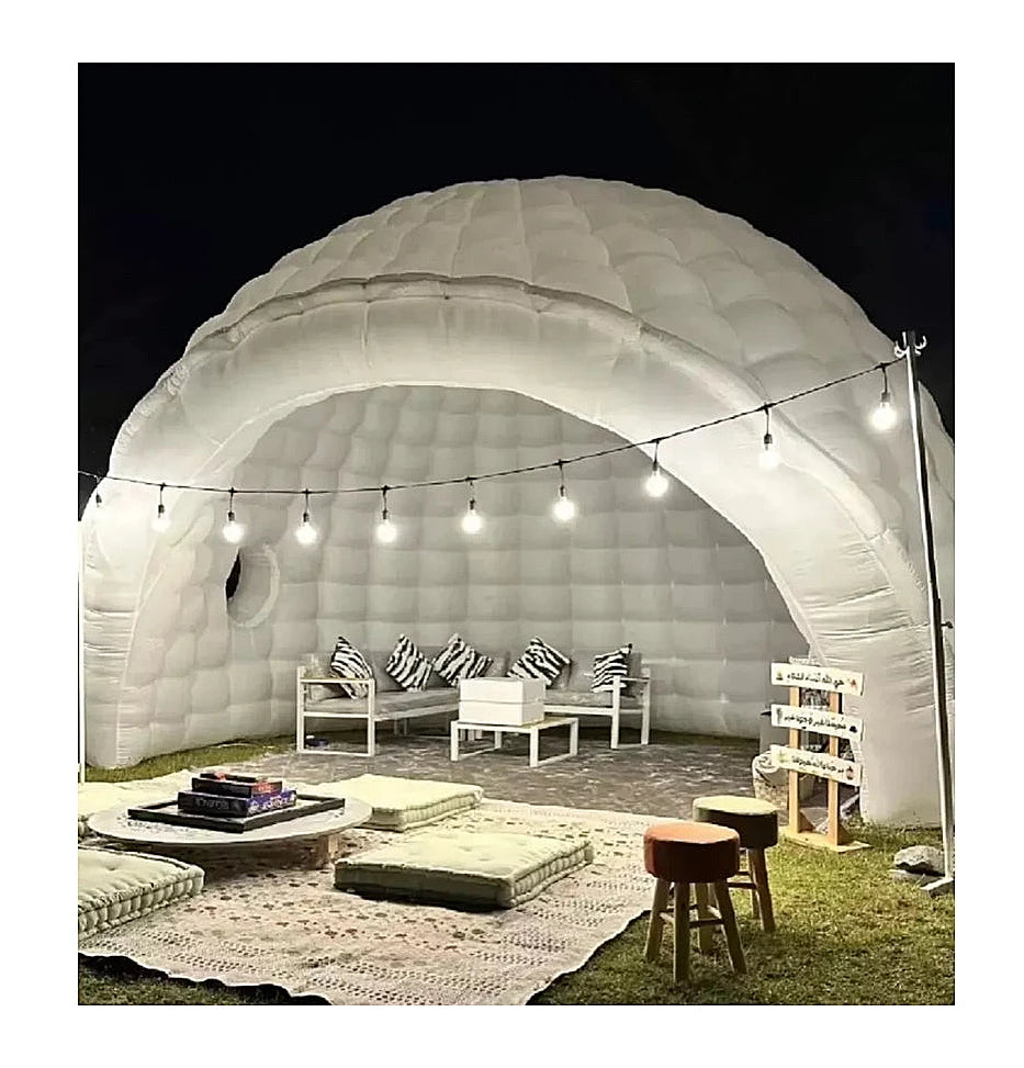 Tienda de domo iglú inflable con luces LED y soplador de aire