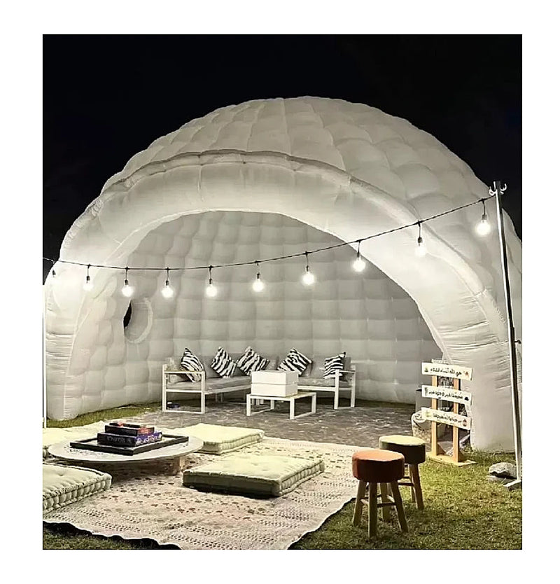 Tienda de domo iglú inflable con luces LED y soplador de aire