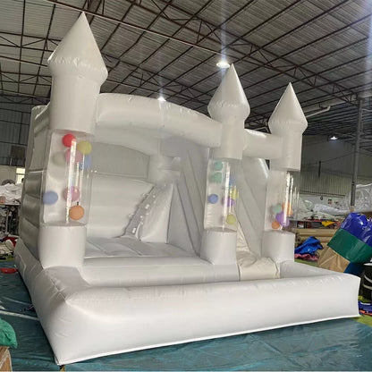Castillo Inflable de Globo Blanco de 15FT para Bodas, Cumpleaños y Eventos