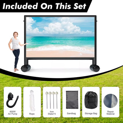 Pantalla de proyector inflable de 16 pies, diseño hermético para exteriores