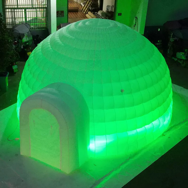 Carpa de domo inflable iglú de 20 pies con luces LED