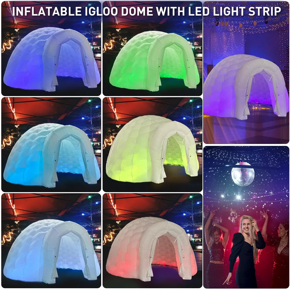 Tienda de domo iglú inflable con luz LED para eventos