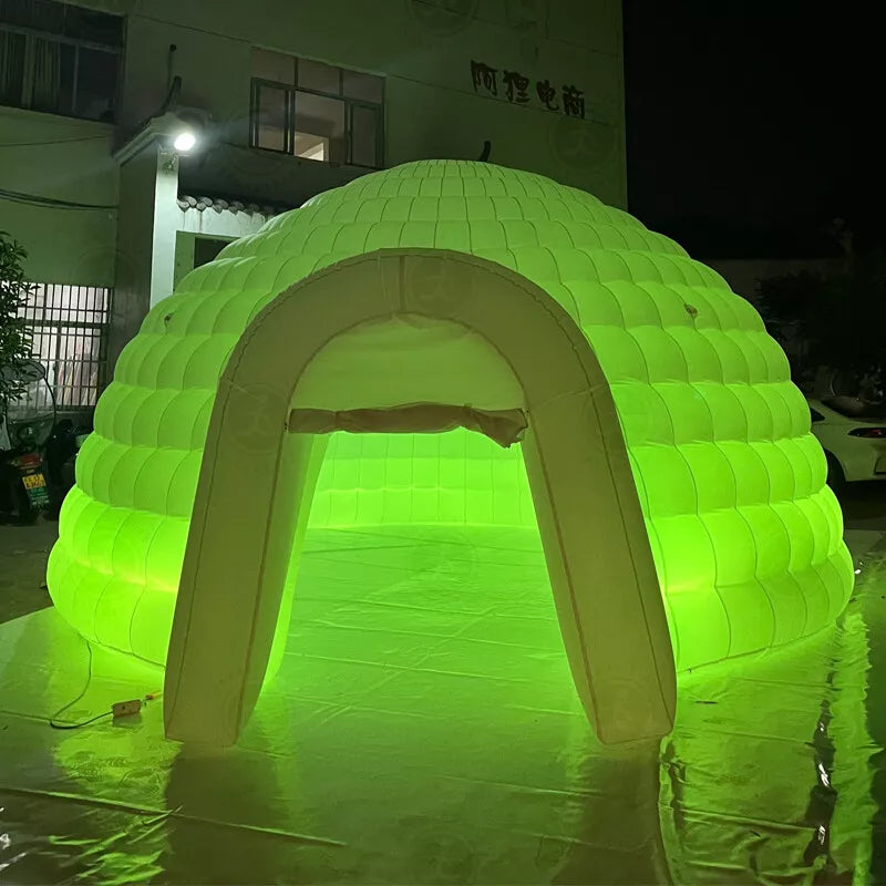 Carpa de domo inflable iglú de 20 pies con luces LED