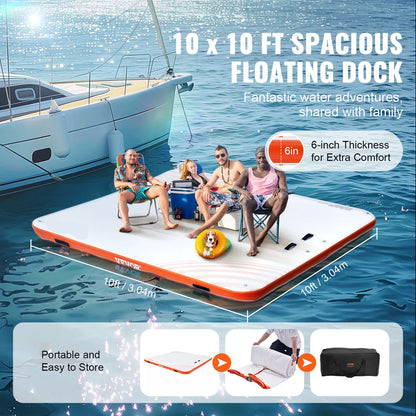 Plataforma flotante inflable de 10x10 pies con escalera