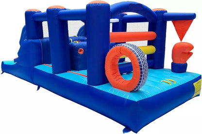 Casa de rebote inflable con curso de obstáculos y tobogán