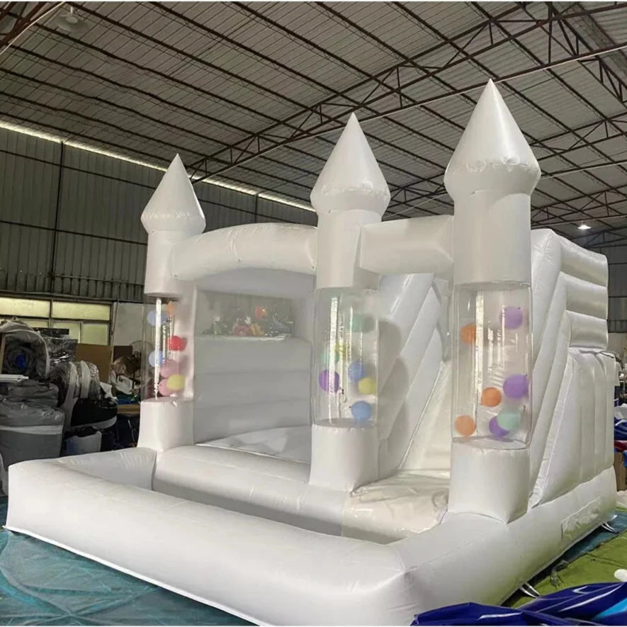 Castillo Inflable de Globo Blanco de 15FT para Bodas, Cumpleaños y Eventos